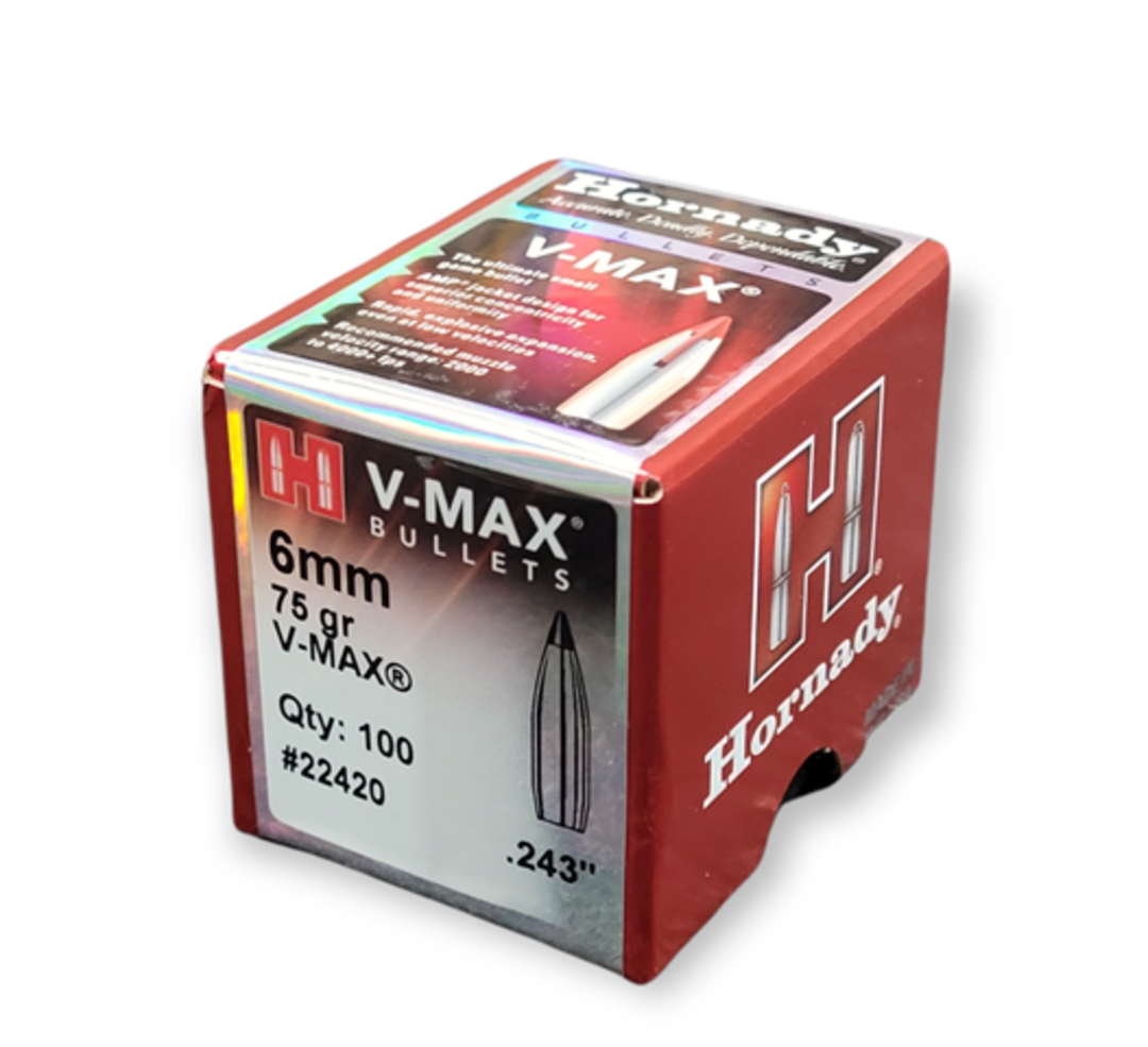 Hornady VMax Varmint 6mm 75gr 22420 Box of 100 image 1